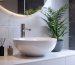 bathroom-with-sink-plant-corner -Wasser Bath